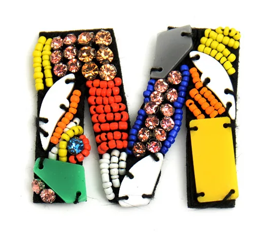 Letter M Beaded Applique