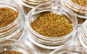 Gold AB Microfine Glitter, Elektra Cosmetics